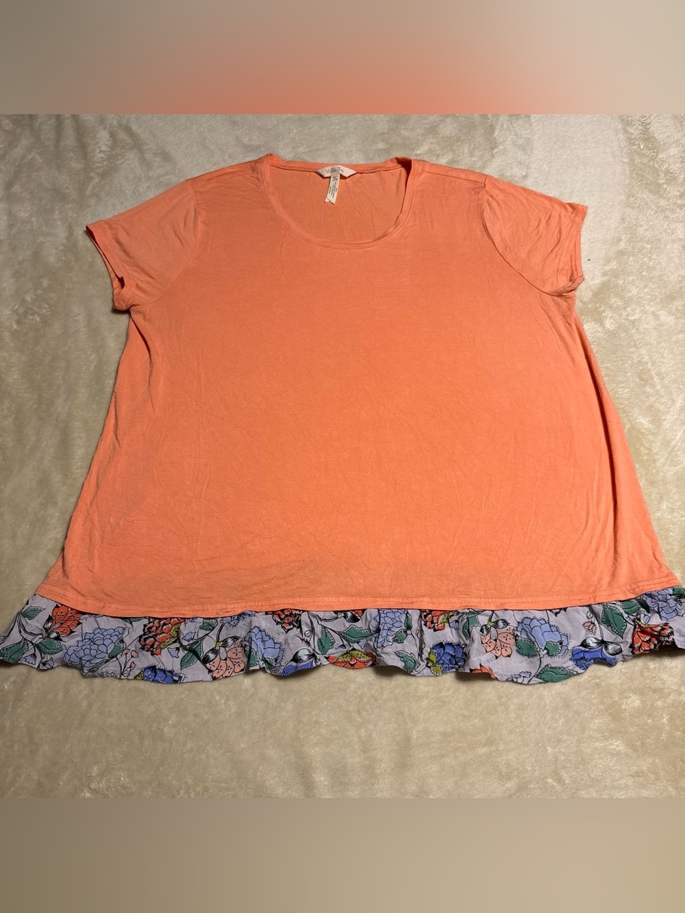 Matilda Jane Coral Short Sleeve Top with Floral Ruffle